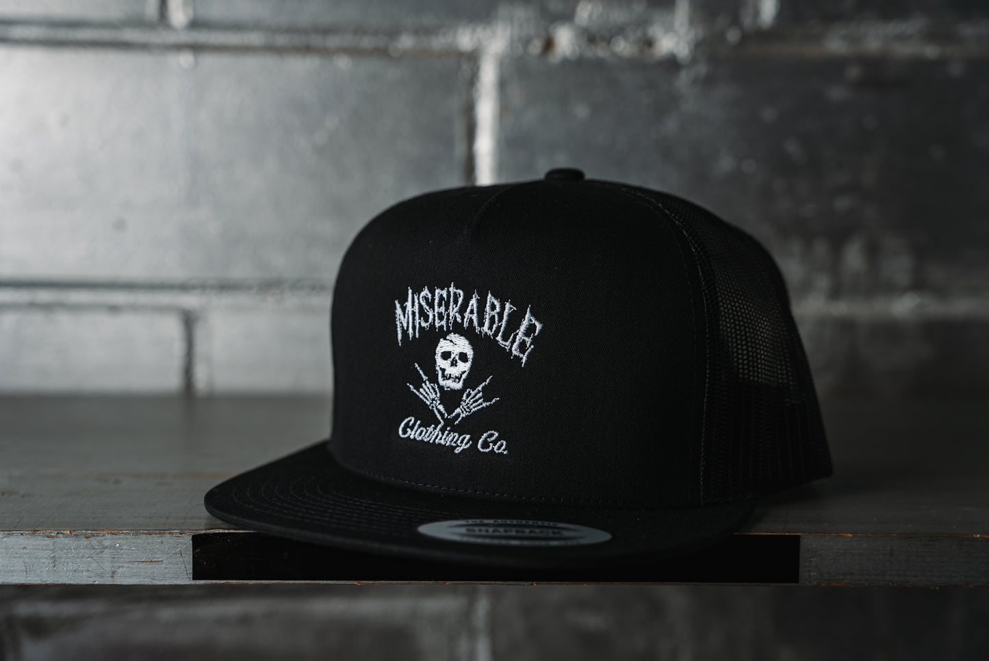 Miserable Classic Logo Black Trucker Hat